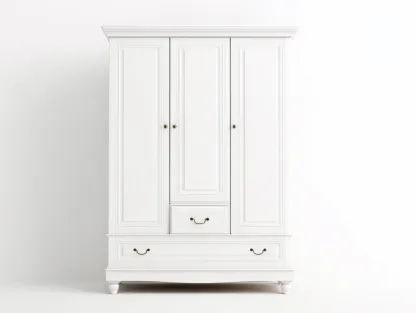 Wardrobe freestanding storage cabinet with doors and drawers 135x60x210 cm - white - classic bedroom storage design-Graceoli