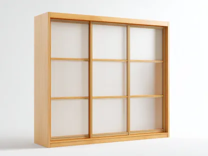 Wardrobe wooden sliding door storage cabinet 240x60x220 cm - natural - modern bedroom organisation design-Graceoli