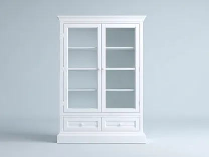 Display Cabinets glass door display cabinet with drawers 90x40x190 cm - White - classic display design-Graceoli