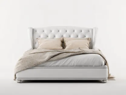 Double Beds upholstered double bed 210x165x120 cm - White - modern comfort design-Graceoli