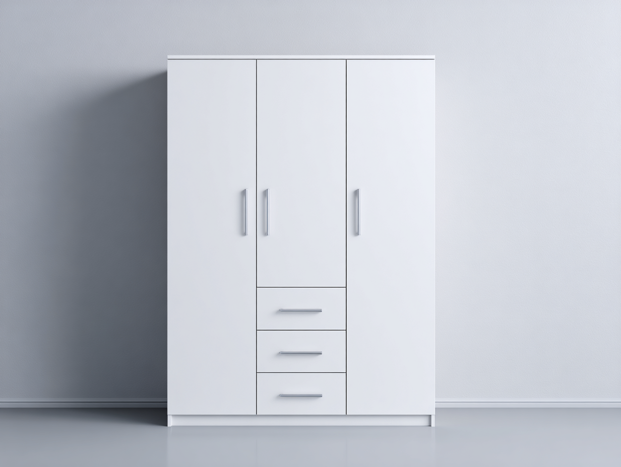 Wardrobe freestanding storage cabinet with doors and drawers 120x55x200 cm - white - modern bedroom storage design-Graceoli
