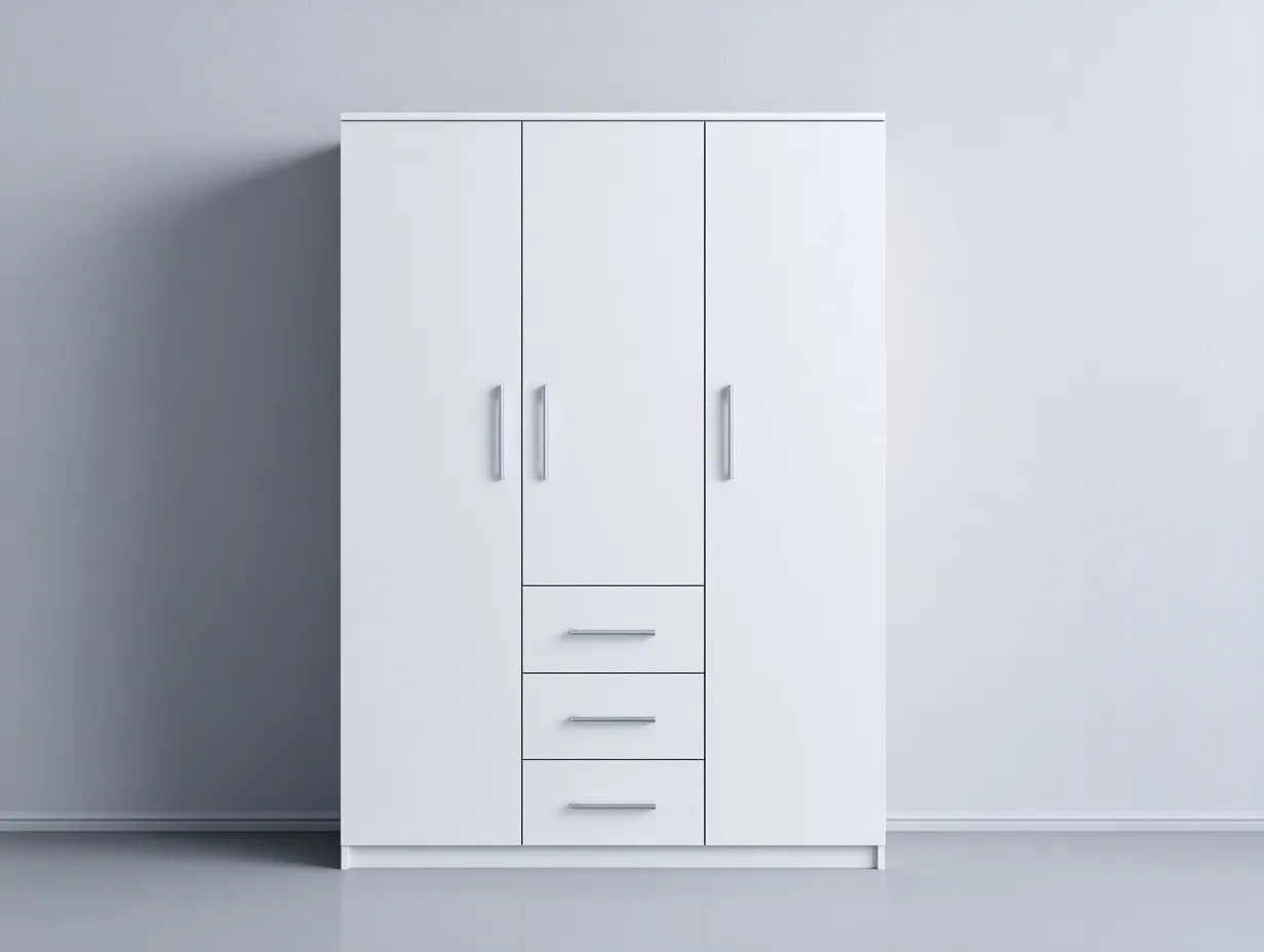 Wardrobe freestanding storage cabinet with doors and drawers 120x55x200 cm - white - modern bedroom storage design-Graceoli