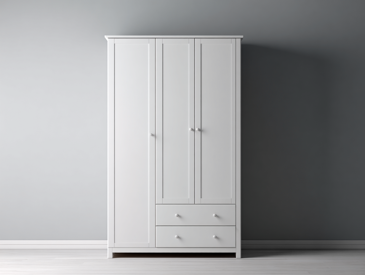 Wardrobes Wooden Hinged Door 120x55x190 cm - White - Classic Storage Design-Graceoli
