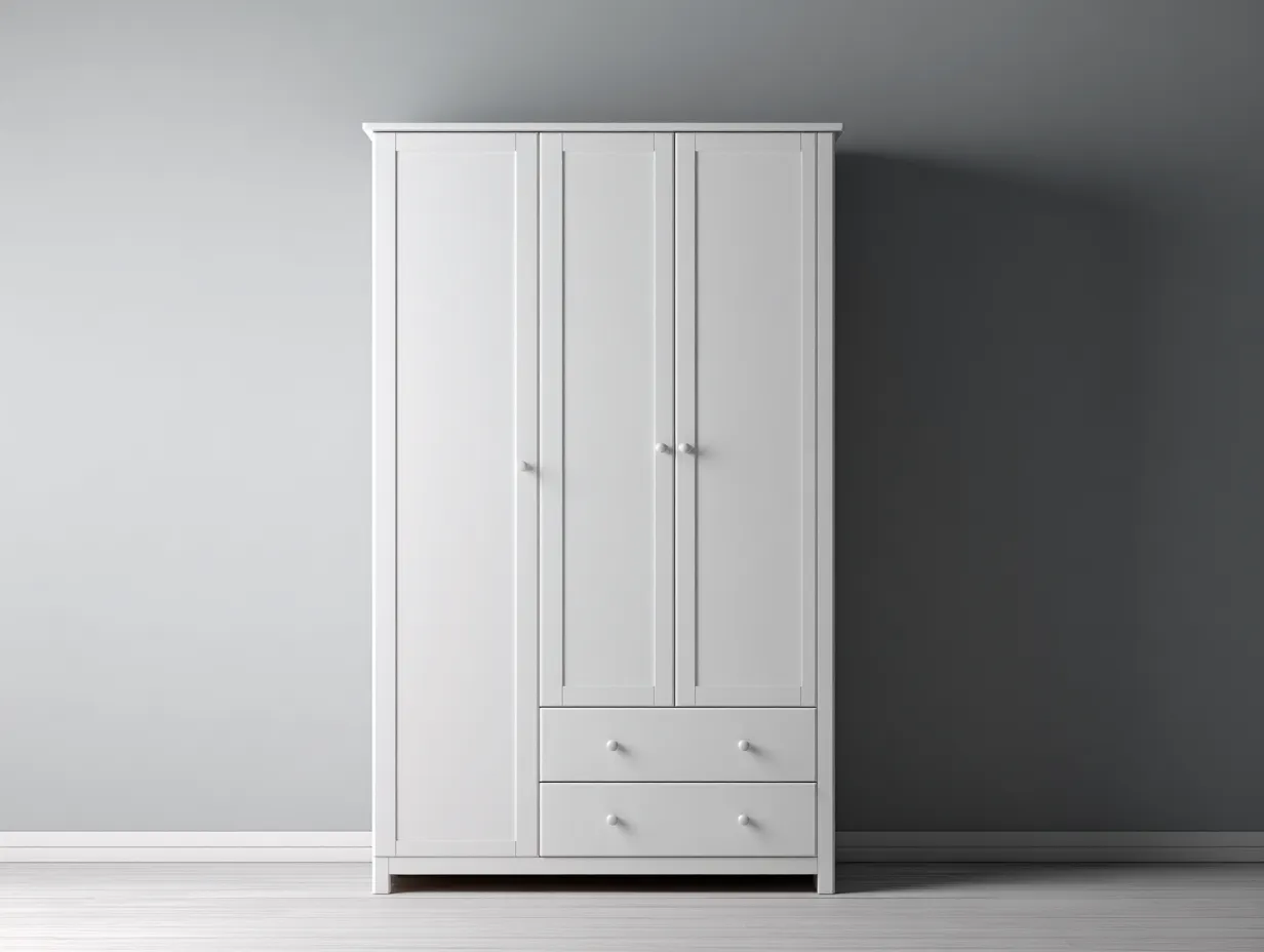 Wardrobes Wooden Hinged Door 120x55x190 cm - White - Classic Storage Design-Graceoli