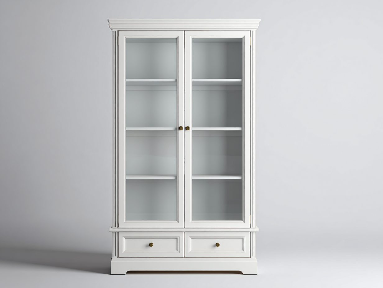 Display Cabinet freestanding glass door storage unit 80x40x190 cm - white - classic display furniture design-Graceoli