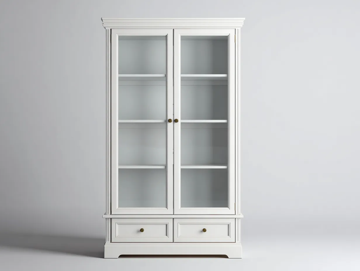 Display Cabinet freestanding glass door storage unit 80x40x190 cm - white - classic display furniture design-Graceoli
