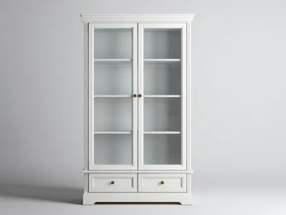 Display Cabinet freestanding glass door storage unit 80x40x190 cm - white - classic display furniture design-Graceoli