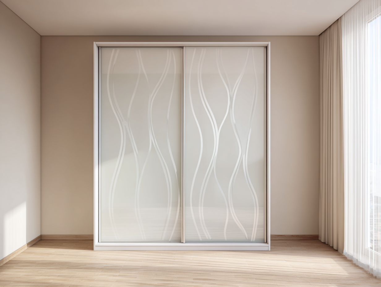 Wardrobe sliding door glass 200x60x215 cm - white - for bedroom - modern minimalist design-Graceoli