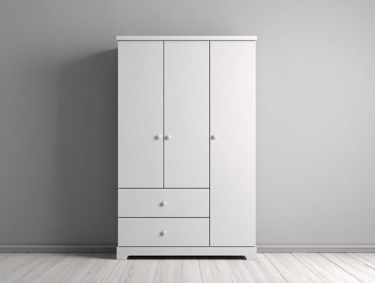 Wardrobe wooden frame 120x55x190 cm - white - for bedroom - modern storage design-Graceoli