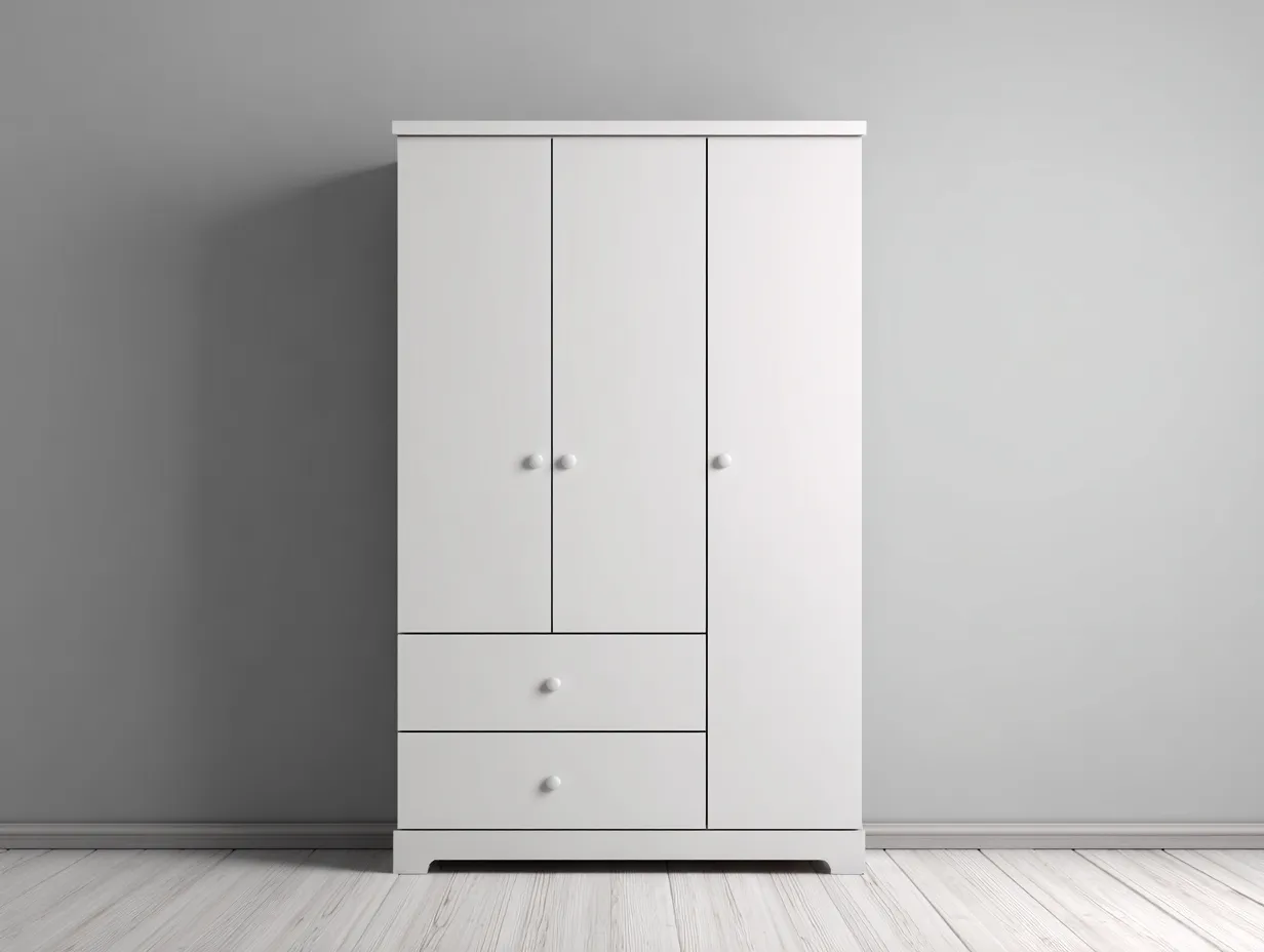 Wardrobe wooden frame 120x55x190 cm - white - for bedroom - modern storage design-Graceoli