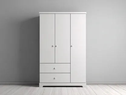 Wardrobe wooden frame 120x55x190 cm - white - for bedroom - modern storage design-Graceoli