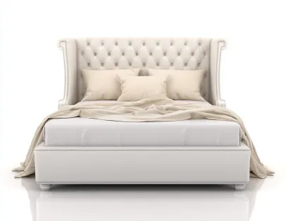 Double Beds upholstered frame tufted headboard 210x160x125 cm - cream - classic bedroom design-Graceoli