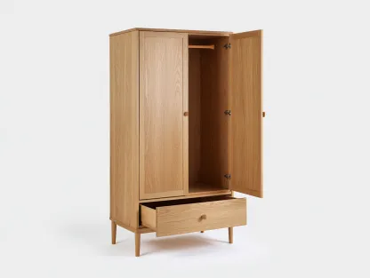 Wardrobes wooden frame storage design 90x55x185 cm - brown - modern bedroom storage style-Graceoli