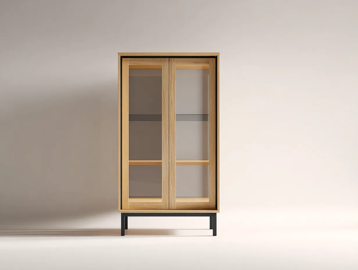 Display Cabinets Wooden Glass Door 90x40x160 cm - Oak-Black - Modern Display Design-Graceoli