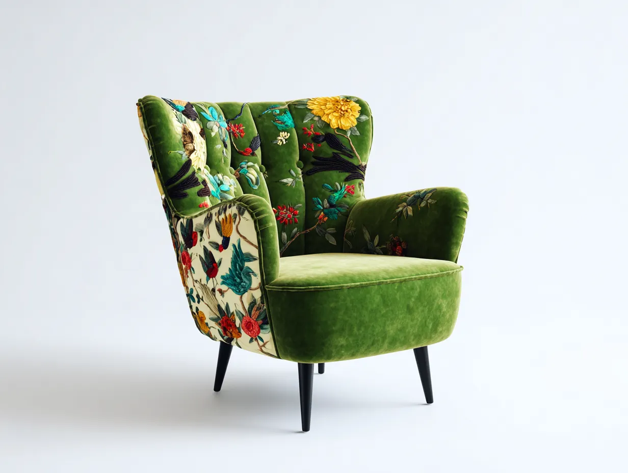 Armchair upholstered fabric accent chair 75x80x95 cm - multi-color - modern living room seating design-Loftova