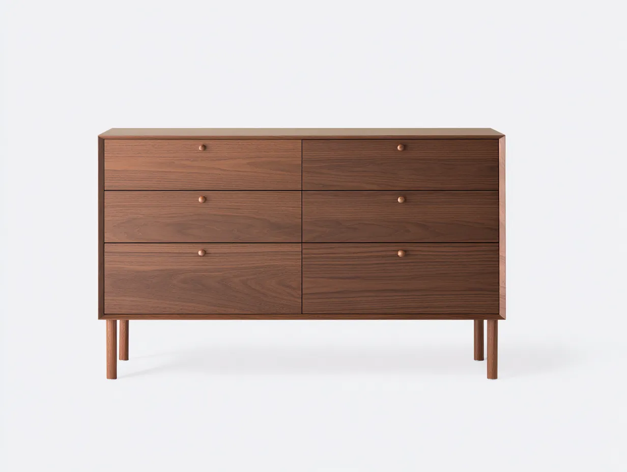 Chest of Drawers wooden frame 160x45x80 cm - brown - for bedroom - modern minimalist design-Loftova