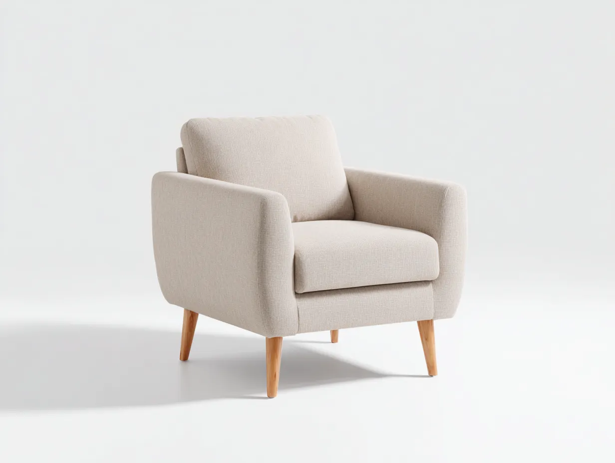 Armchair upholstered fabric accent chair 78x82x90 cm - beige - modern living room seating design-Loftova