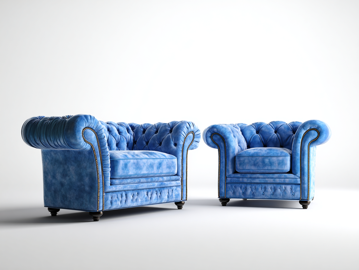 Sofa Sets tufted sofa set 210x90x75 cm - Blue - classic living room design-Loftova