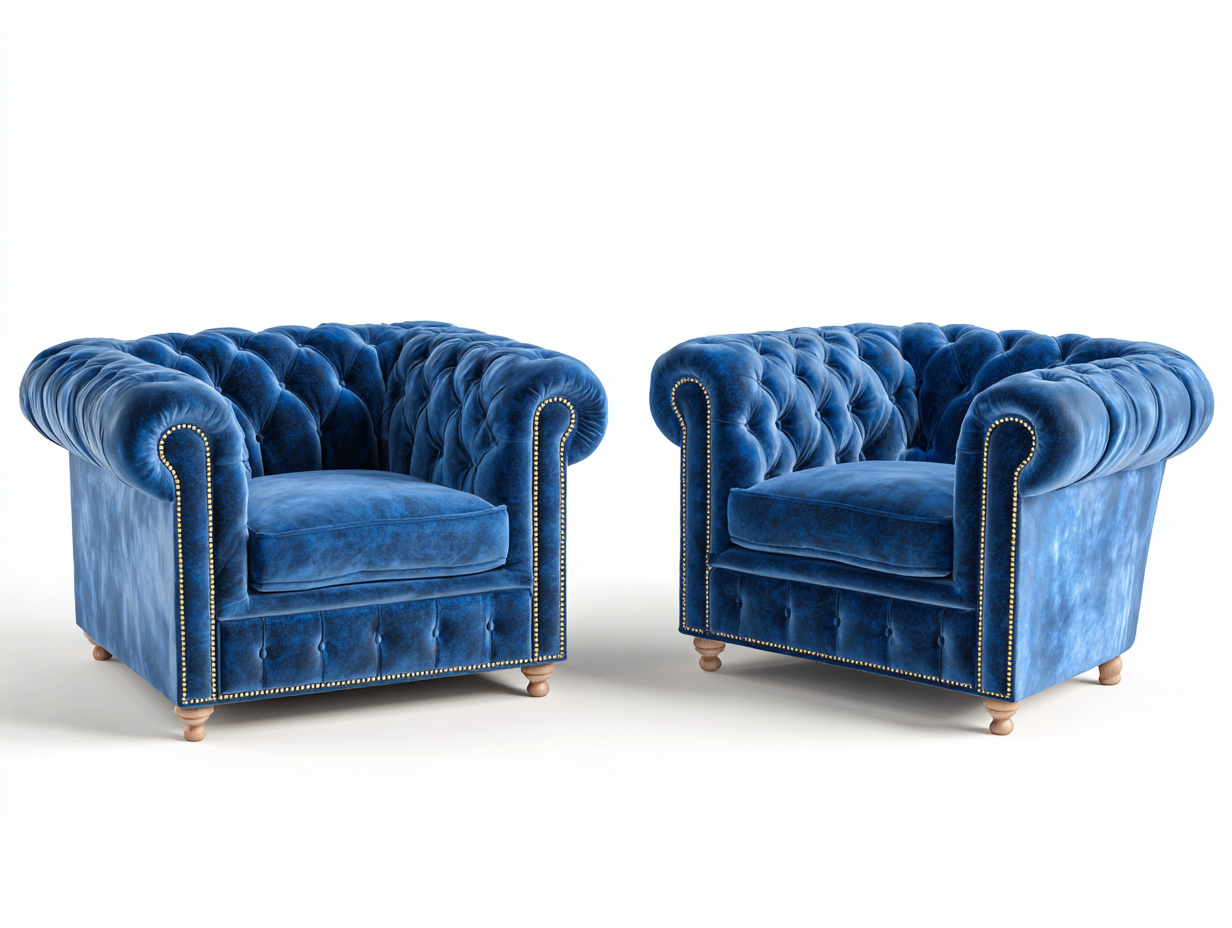 Sofa Sets tufted armchair set 110x90x75 cm - Blue - classic lounge design-Loftova
