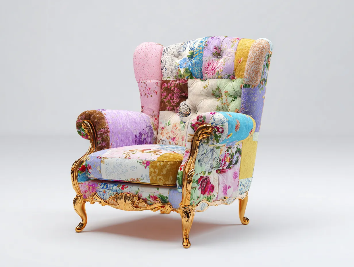 Armchairs upholstered armchair 85x80x105 cm - Multicolor - classic accent design-Loftova