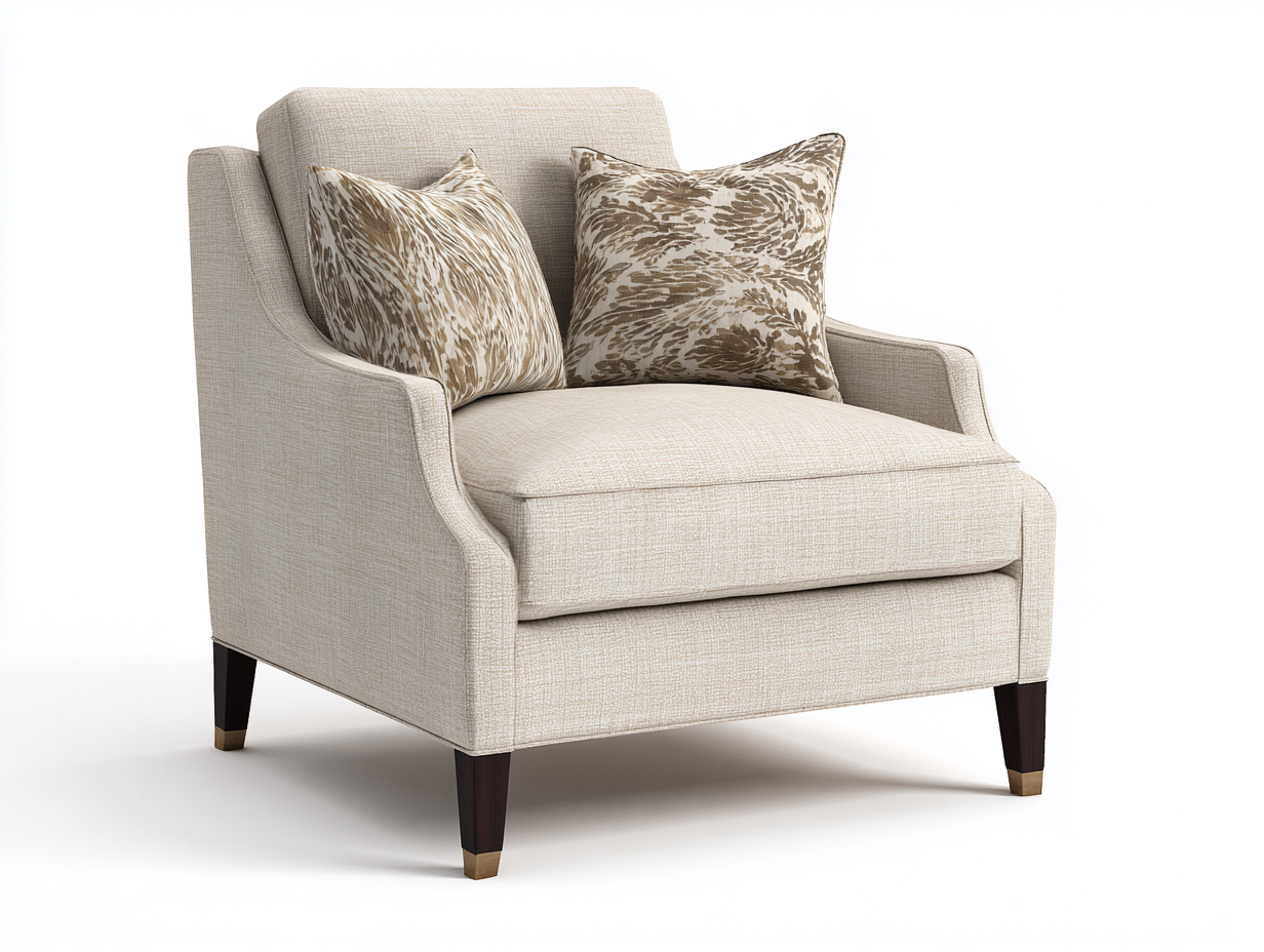 Armchairs Fabric Upholstered Lounge Chair 85x90x88 cm - Beige - Modern Comfort Design-Loftova