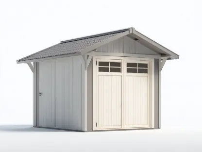 Tool Room outdoor storage shed metal and wood structure 240x180x220 cm - grey-white - classic garden design-Frameete