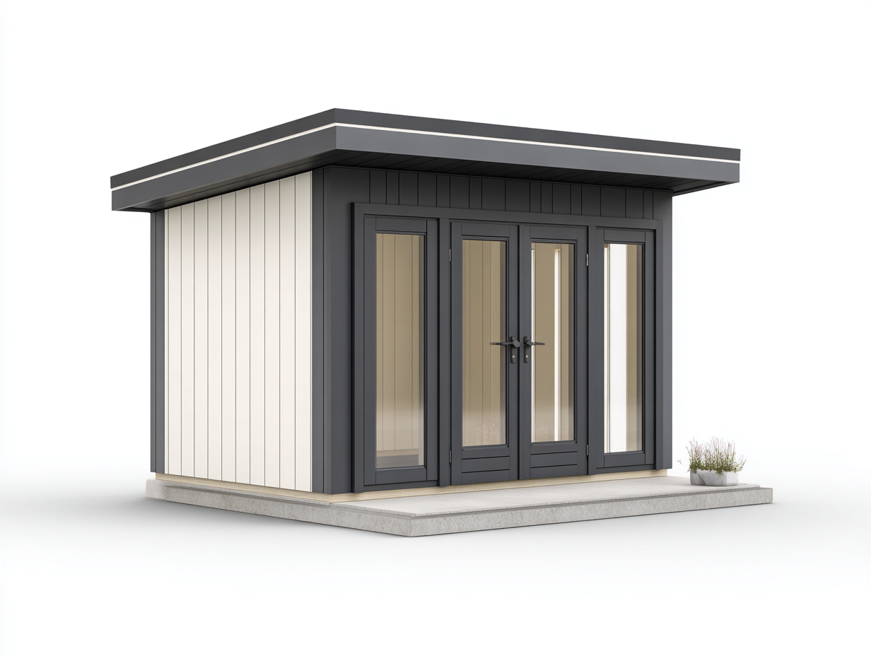Tool Room engineered wood 240x180x230 cm - grey-white - modern outdoor design-Frameete