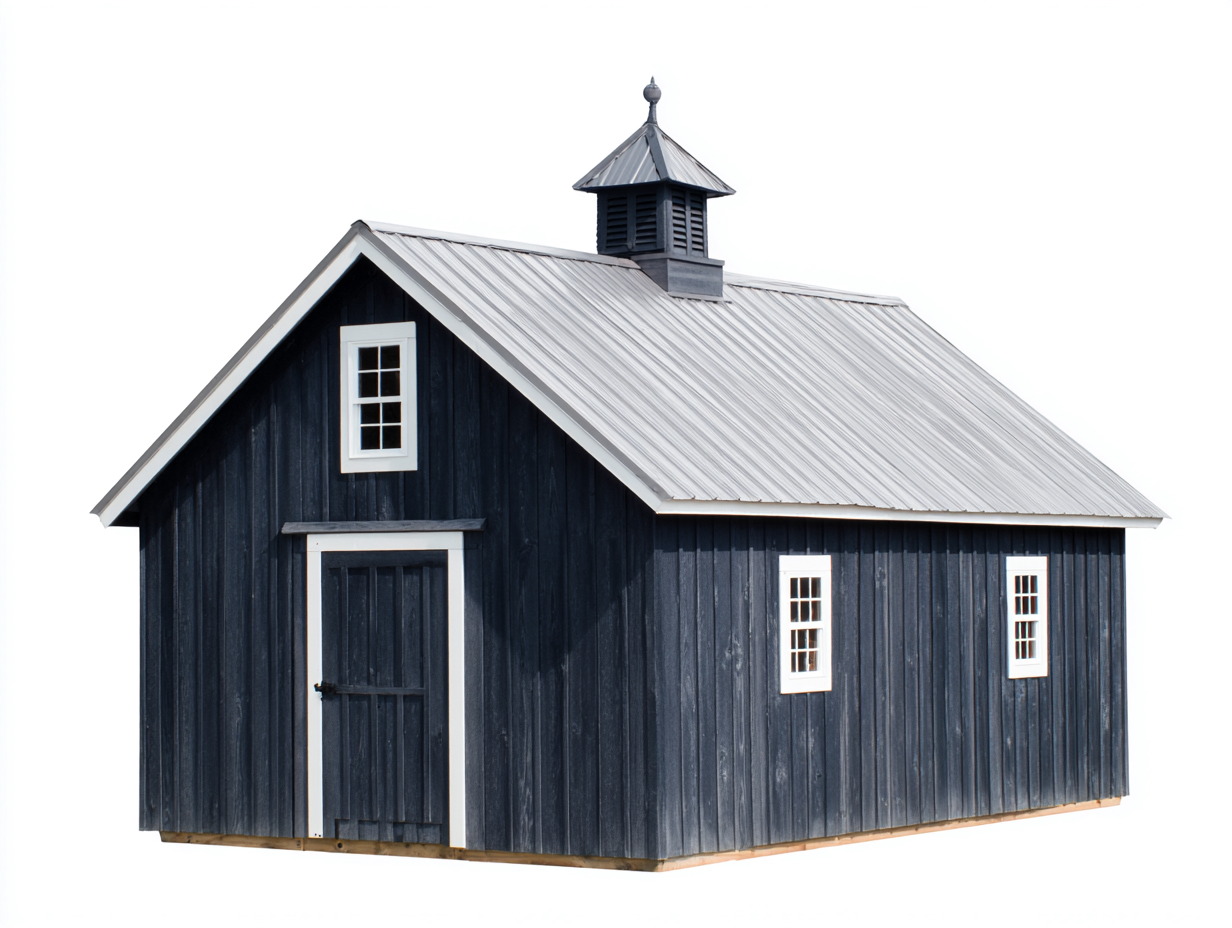 Tool Room wooden storage shed with metal roof for outdoor use 240x180x230 cm - Dark Blue-Grey - traditional design-Frameete