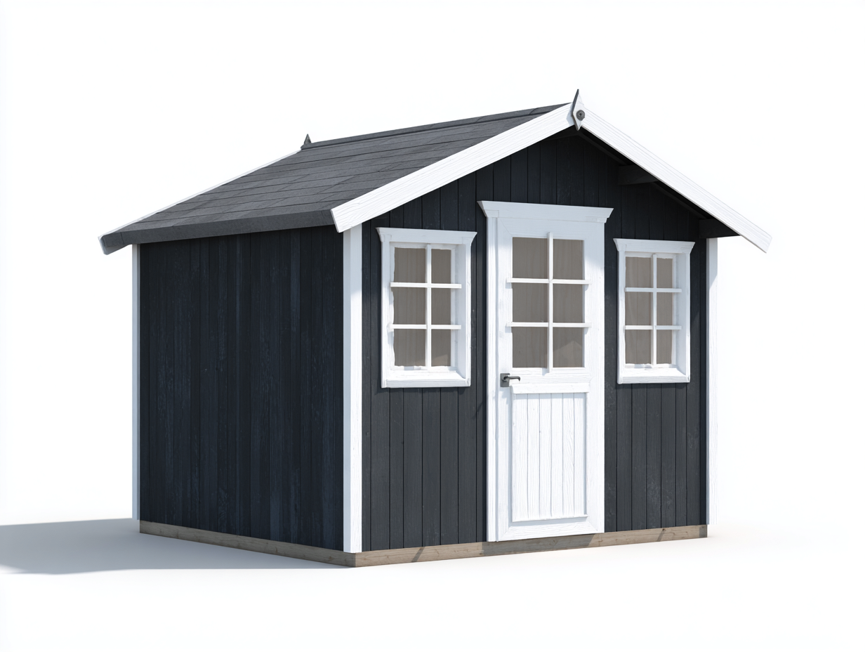 Tool Room wooden outdoor storage 180x150x210 cm - black-white - classic garden shed design-Frameete
