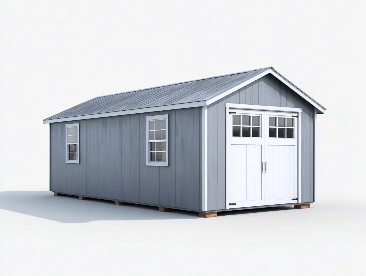 Tool Room outdoor tool room shed with double doors 360x240x260 cm - grey-white - large garden storage design-Frameete