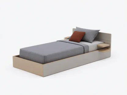 Single Bed engineered wood frame 200x100x90 cm - beige - modern storage design-Frameete