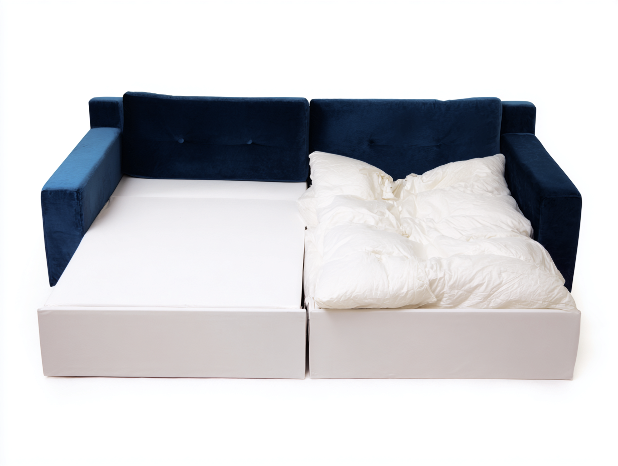 Sofa Bed fabric upholstery pull-out design for living room 200x140x85 cm - Blue-White - modern style-Frameete