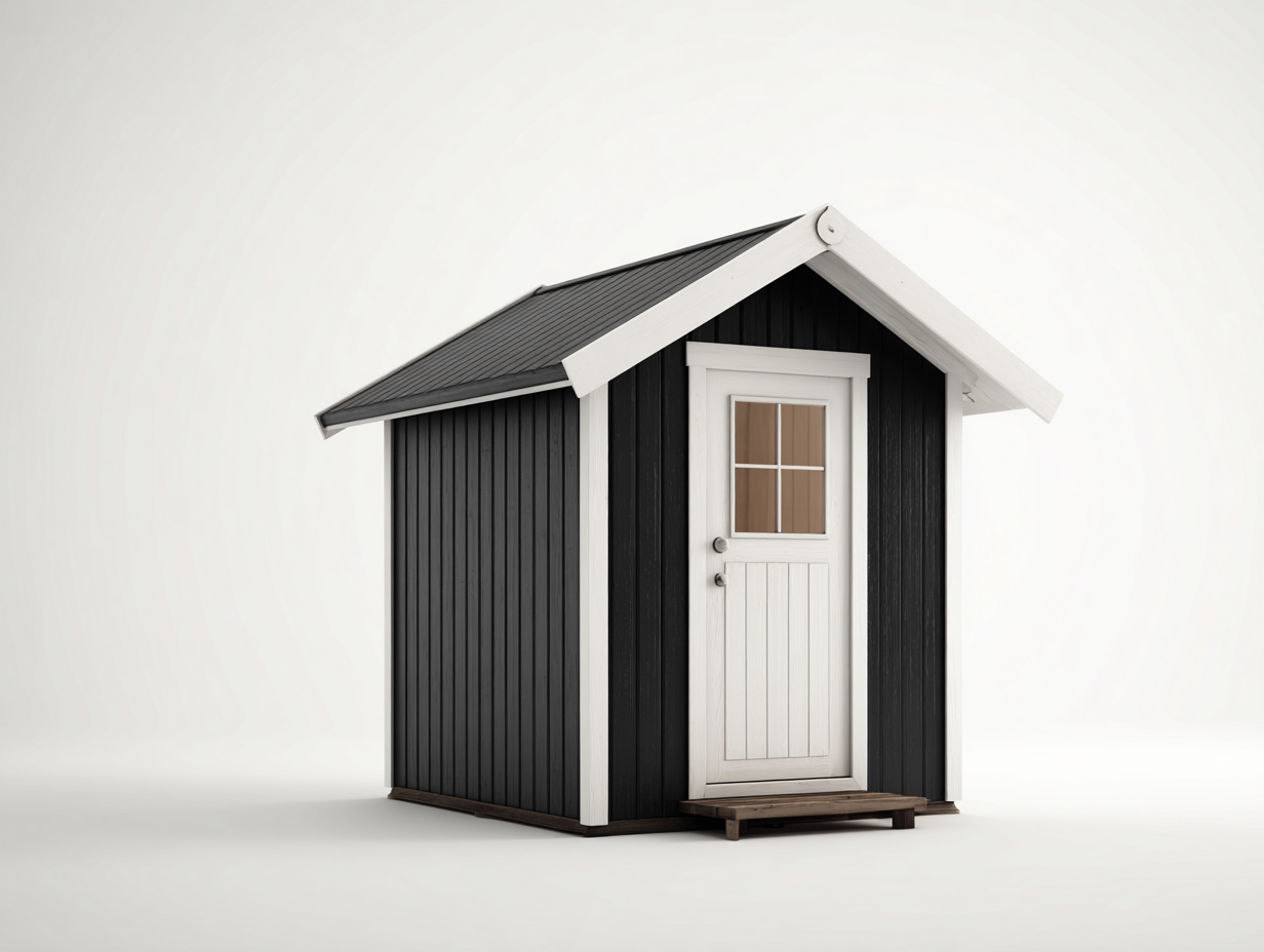 Tool Room outdoor tool room shed with pitched roof 180x150x210 cm - black-white - compact garden storage design-Frameete