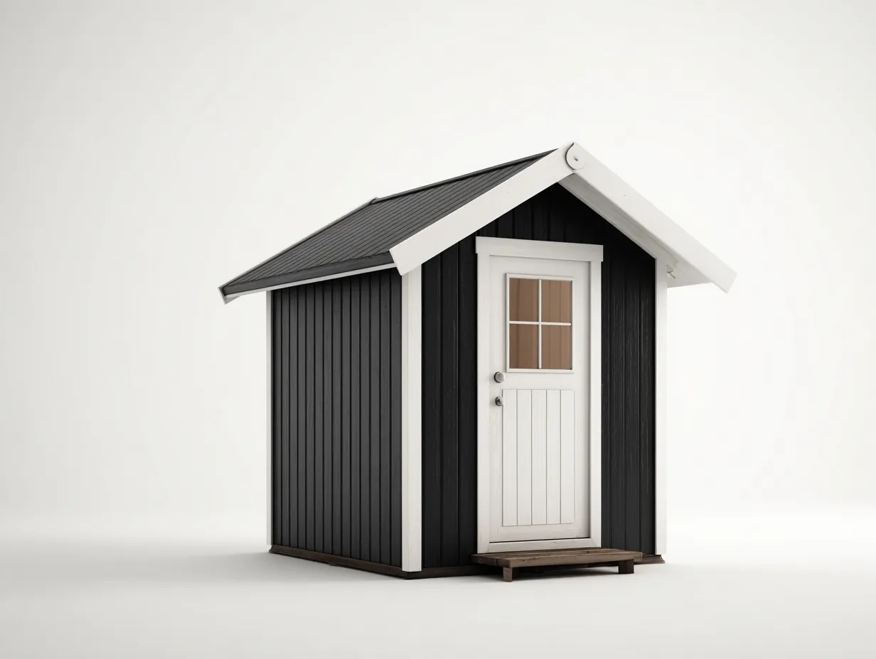 Tool Room outdoor tool room shed with pitched roof 180x150x210 cm - black-white - compact garden storage design-Frameete