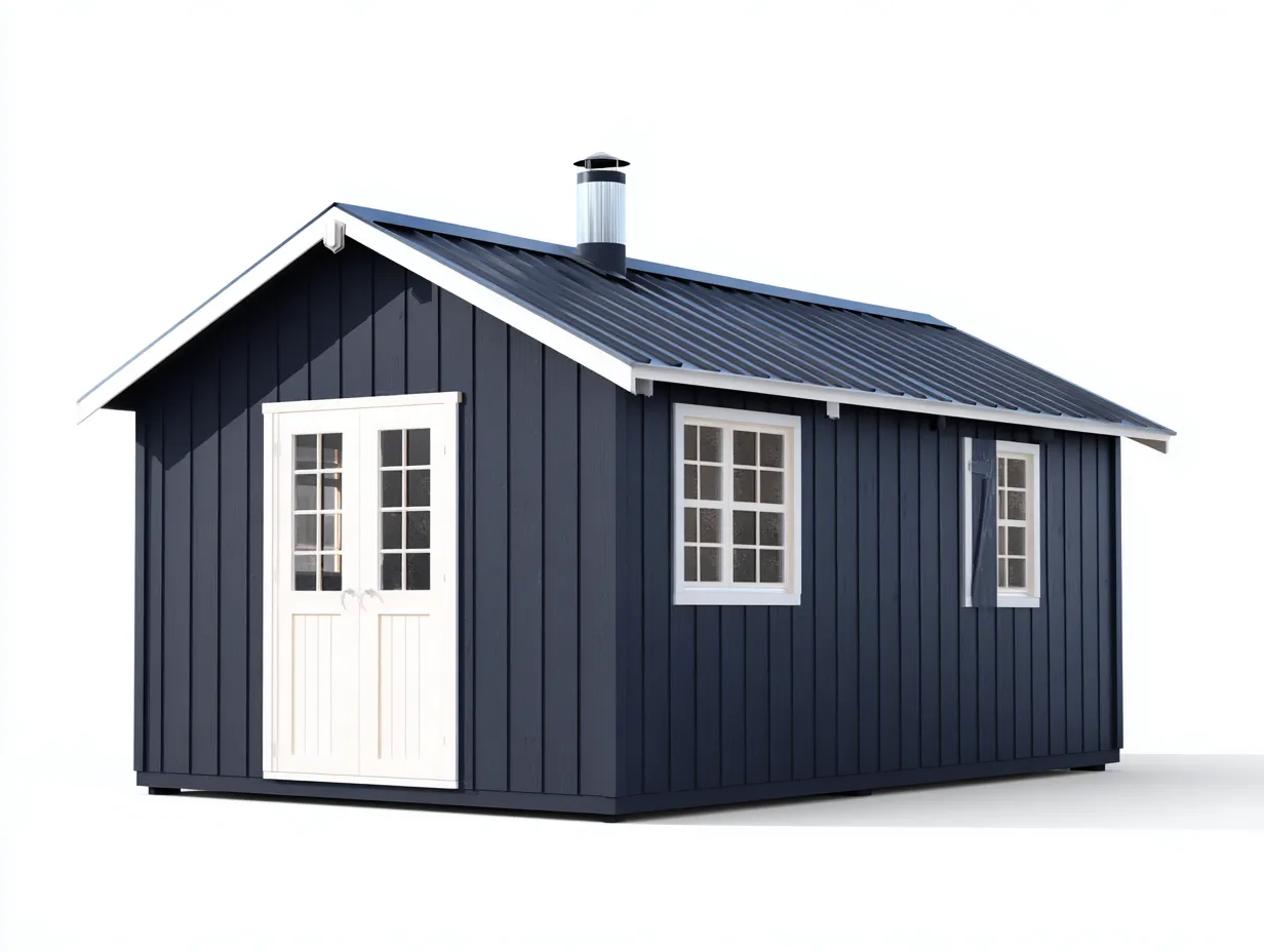 Tool Room outdoor storage shed metal and wood structure 260x200x230 cm - blue-white - classic garden design-Frameete