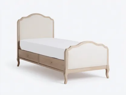 Single Beds fabric upholstered single bed 200x100x110 cm - beige-natural wood - classic storage design-Frameete