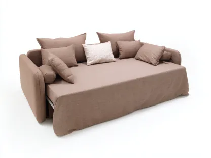 Sofa Bed fabric upholstered 200x140x85 cm - brown - modern convertible design for living room-Frameete