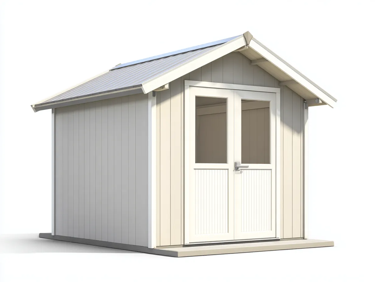 Tool Room outdoor tool room shed with pitched roof 210x180x220 cm - light grey-white - classic garden storage design-Frameete