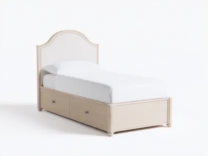 Single Bed engineered wood frame with upholstered headboard 200x100x110 cm - beige - classic storage design-Frameete