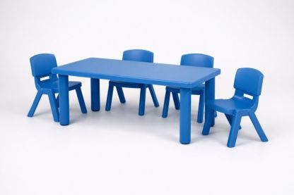 Children's Blue Polypropylene Table and Chairs Set with 4 Chairs