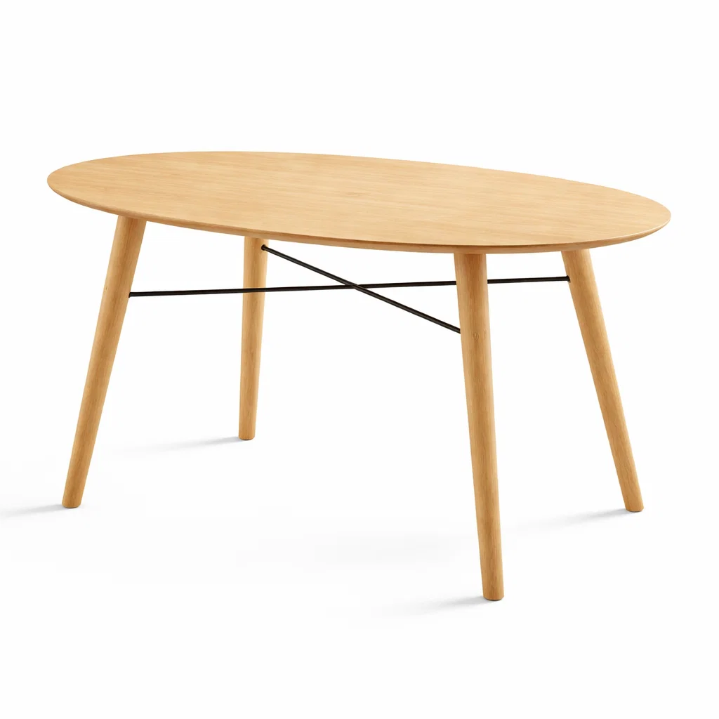 Oval Wooden Dining Table with Solid Wood Legs