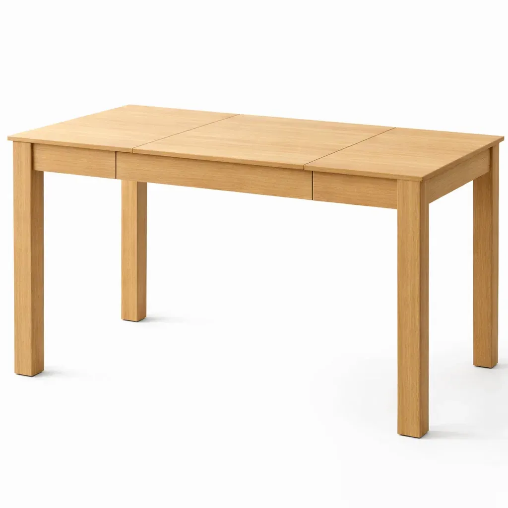 Extendable Wooden Dining Table with Natural Finish