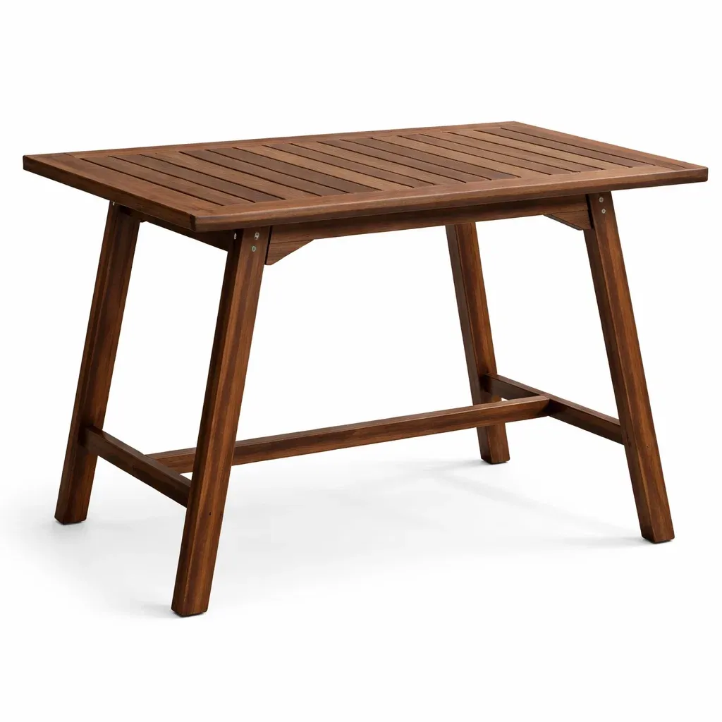 Outdoor Solid Wood Slatted Rectangular Dining Table