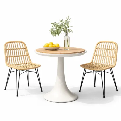 Round Pedestal Dining Table with Wood Top