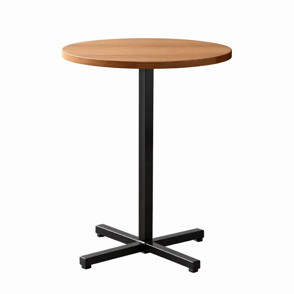 Round Bistro Table with Wood Top and Metal Base
