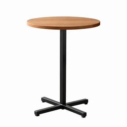 Round Bistro Table with Wood Top and Metal Base