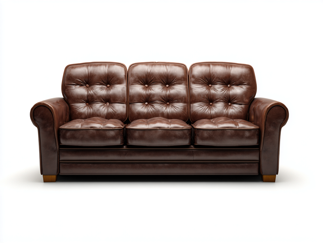 Three Seater Leather Sofa 215x90x85 cm - dark brown - for living room - classic comfort design-Housearo