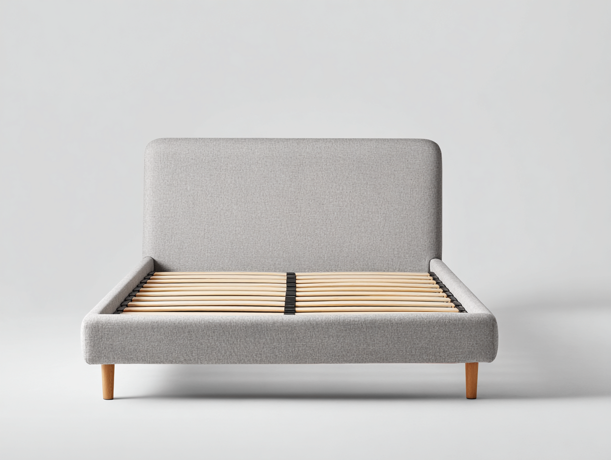 Upholstered Double Bed Frame 200x160x95 cm - light grey - for bedroom - modern minimalist design-Housearo