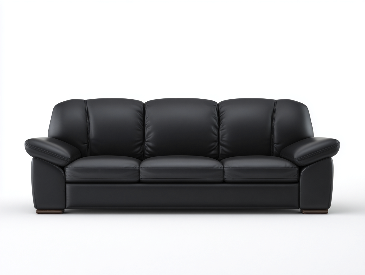 Three Seater Leather Sofa 220x92x88 cm - black - for living room - modern comfort design-Housearo