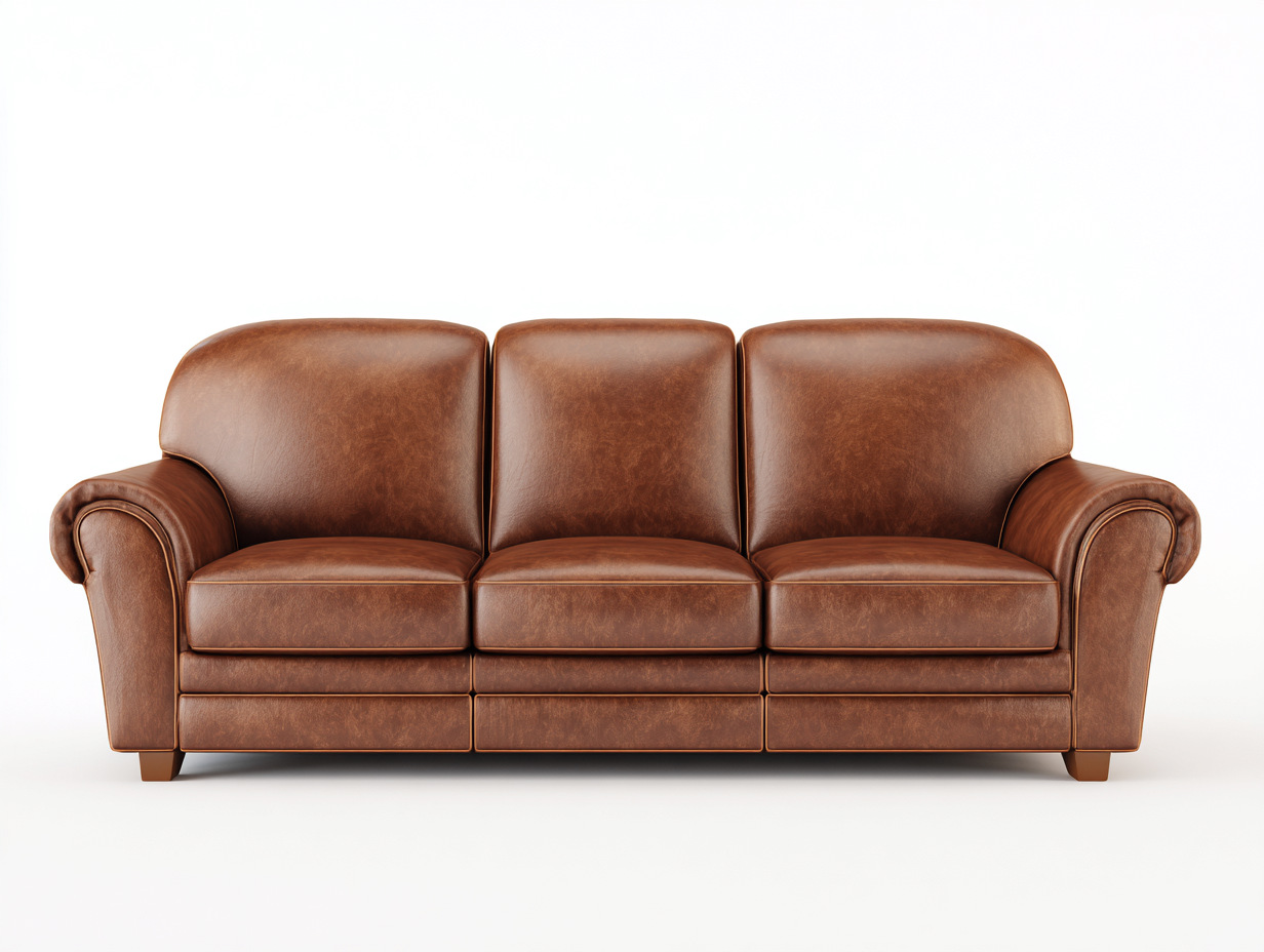 Three Seater Leather Sofa 218x90x86 cm - brown - for living room - classic comfort design-Housearo